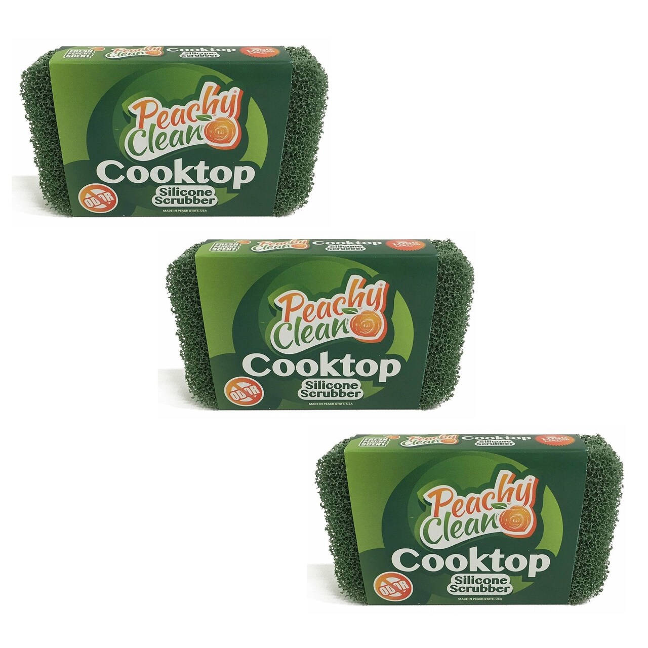 Peachy Clean Antimicrobial Glass Cooktop Stove Silicone Cleaning Scubber Sponge